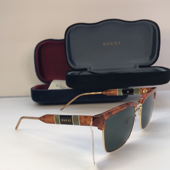 💯 - New Authentic Gucci Havana Plastic/Metal Square Sunglasses Unisex GG0603… - Picture 8 of 12